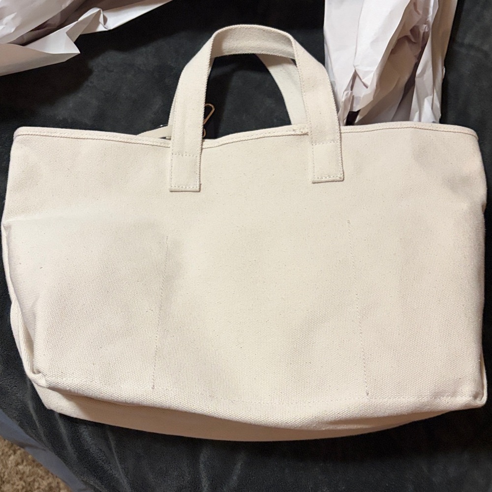Parke Cream Canvas Tote Bag ( larger 1) with Red Logo - Picture 5 of 5
